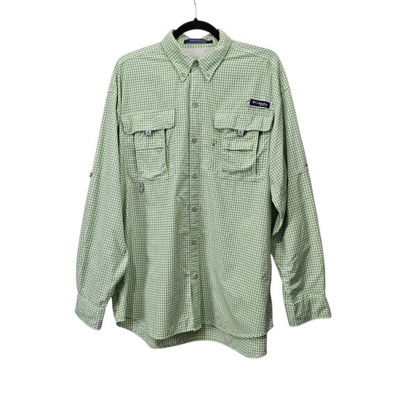Columbia PFG Super Bahama II Gingham Checked Long Sleeve Fishing Angler Shirt - Picture 1 of 9